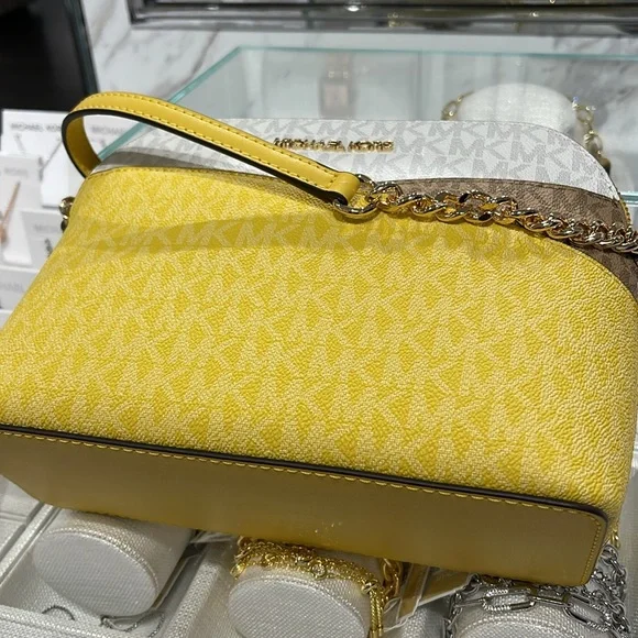 Michael Kors Jet Set Travel Medium Color-Block Signature Logo Dome Crossbody Bag - Picture 8 of 16